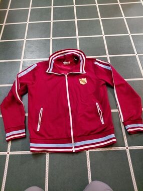 Eighty Eight Red Track Jacket with White & Light Blue Trim